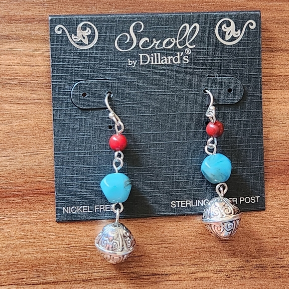 Dillards Beaded Sterling Silver Post Earrings - Picture 1 of 4